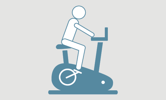 Grafische Darstellung zur Ausführung einer Übung des BKA-Sporttests: Fahrrad Ergometer.
